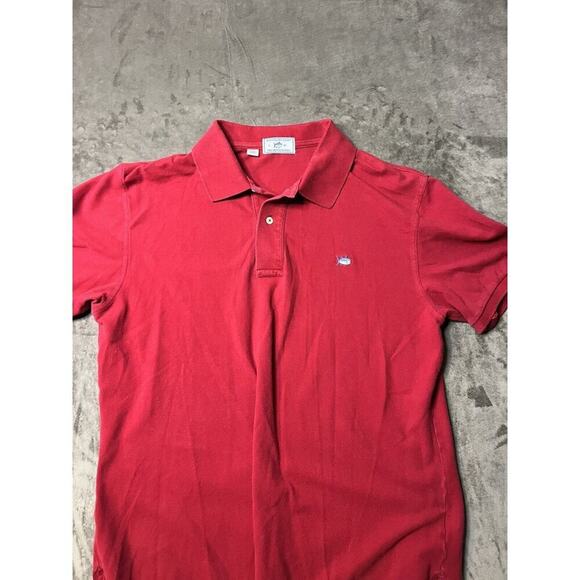 Southern Tide Skipjack Polo Shirt Mens Large Red Cotton w/ Fish Logo - Picture 1 of 5